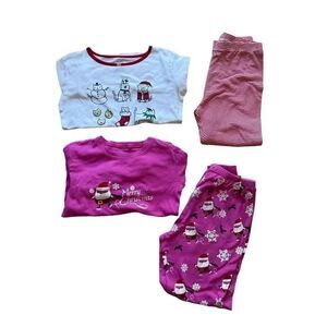 Carter’s Pajama Set Bundle Christmas White Red Pink Purple Long Sleeves Tops & P